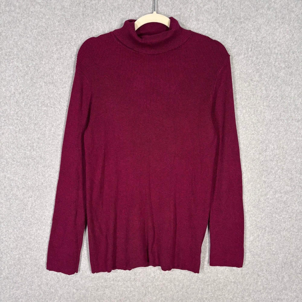 Express Ribbed Turtleneck Sweater XL Burgundy Black Marled Minimal Quiet Luxury